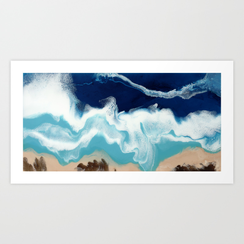 Tsambou Samos Beach Greece Resin Abstract Painting Seascape