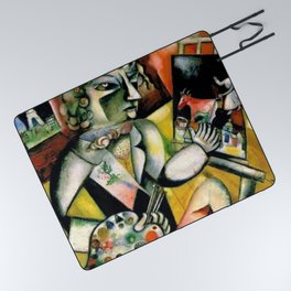 Portrait of an Artist with Painter's Palette with Seven Fingers by Marc Chagall Picnic Blanket