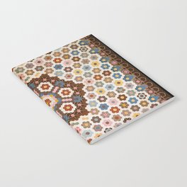 Antique Honeycomb Quilt Textile  Notebook