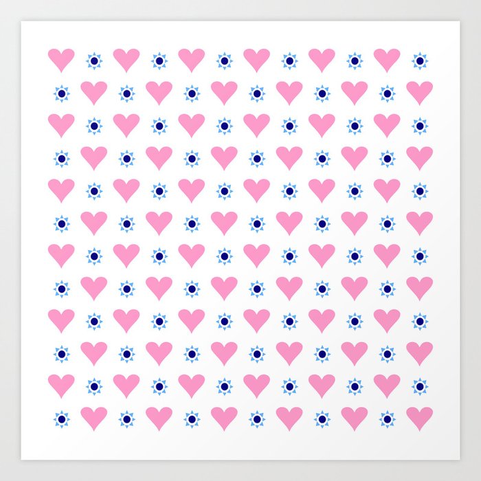 heart and star 4 - blue star and pink heart Art Print