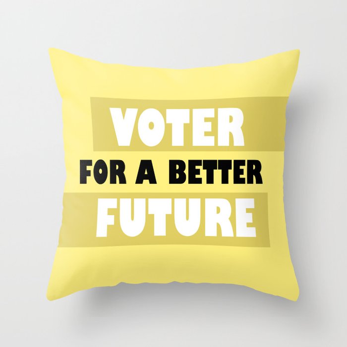 VOTE - vote typography, yellow and white Throw Pillow