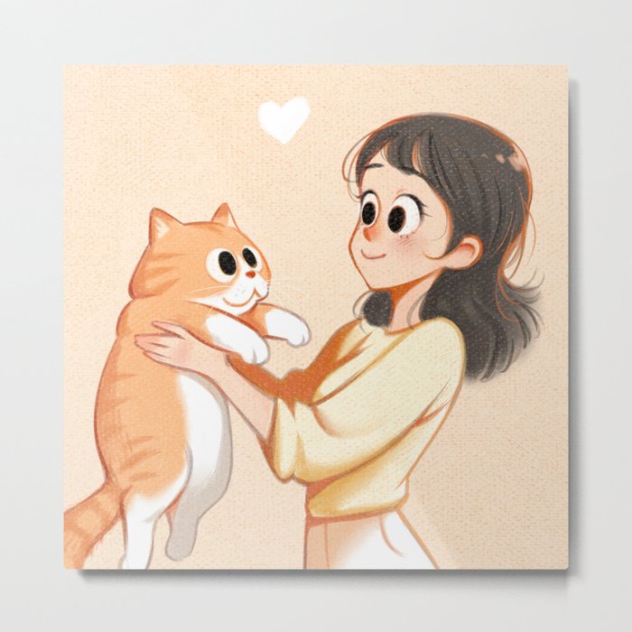 The cat and the girl Metal Print