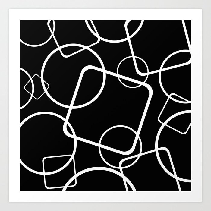 Black and white minimalist geometric abstract Art Print