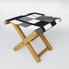 De Stijl Style Geometrical Art Gray Folding Stool