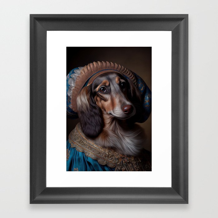 Dachshund Dog Breed Portrait Royal Renaissance Animal Painting Framed Art Print