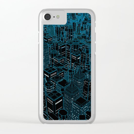 Night light city / Lineart city in blue Clear iPhone Case