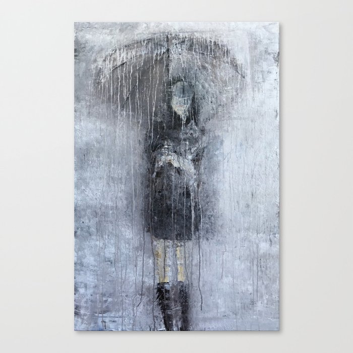 Abstract Girl In The Rain No7 Canvas Print By Rogerkoenigart