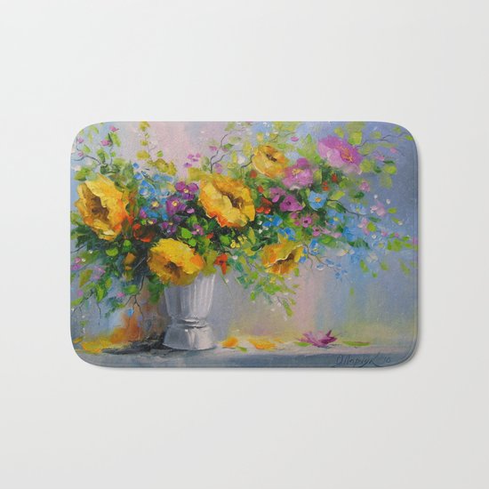 Bouquet de fleurs jaunes Bath Mat