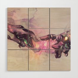 Colourful Abstract Creation of Adam AI Art Michelangelo Wood Wall Art