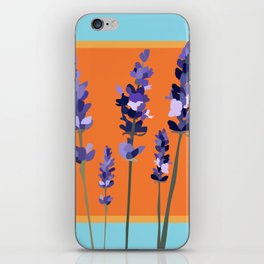 Lavender Design Pattern on Turquoise and Orange iPhone Skin