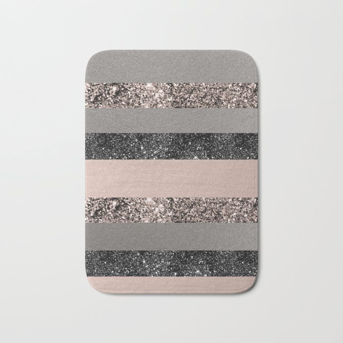 Blush Glitter Glam Stripes #1 (Faux Glitter) #shiny #decor #art #society6 Bath Mat