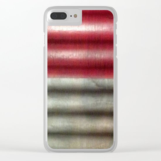 Industrial Wall | Red Grey Striped Wall | Contemporary Art Clear iPhone Case