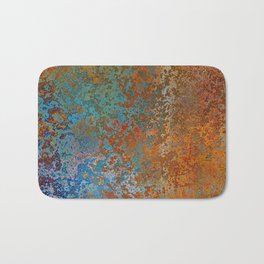 Vintage Rust, Copper and Blue Bath Mat