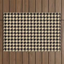 Black and Tan Classic houndstooth pattern Outdoor Rug