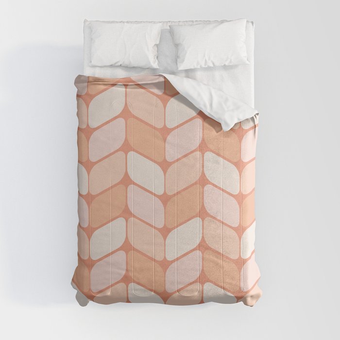 Vintage Diagonal Rectangles Light Peach Comforter