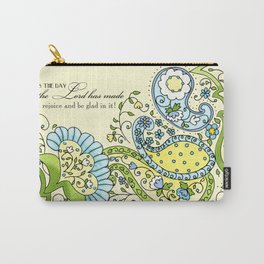 Hand Drawn Paisley Floral, Flower n Leaf Scroll Inspirational Text Carry-All Pouch