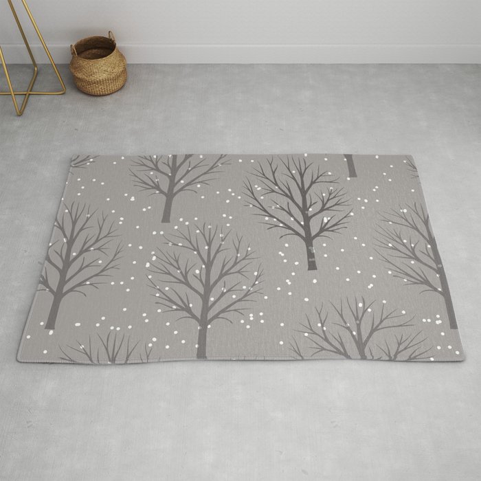 Christmas Black Tree Doormat Winter Cold Forest Snowflake Xmas