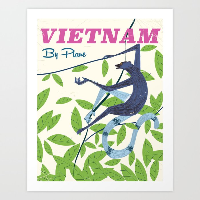 Vietnam vintage travel print Art Print
