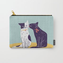 two cats licking Carry-All Pouch