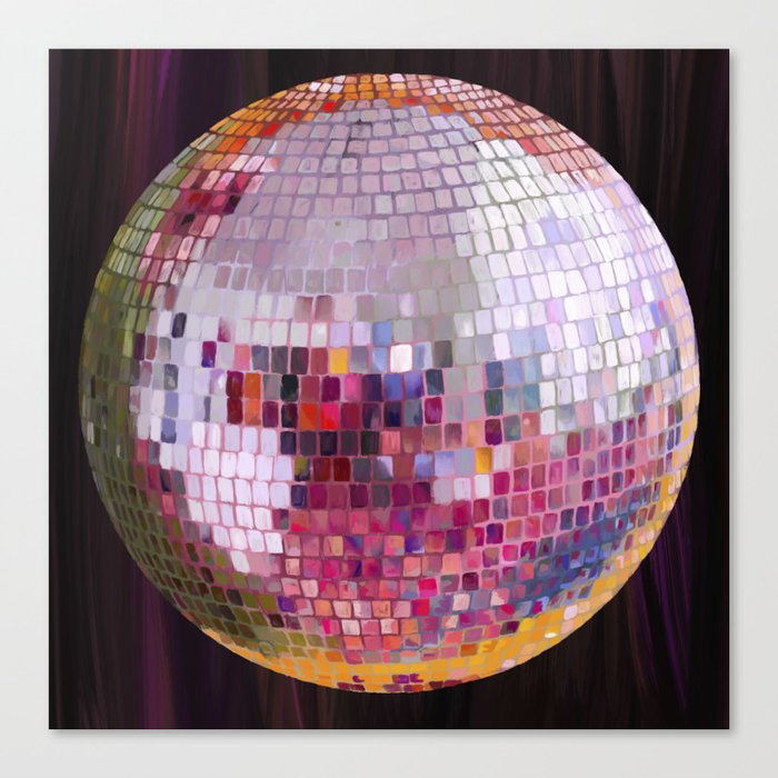 Pink Disco Ball oil painting Canvas Print