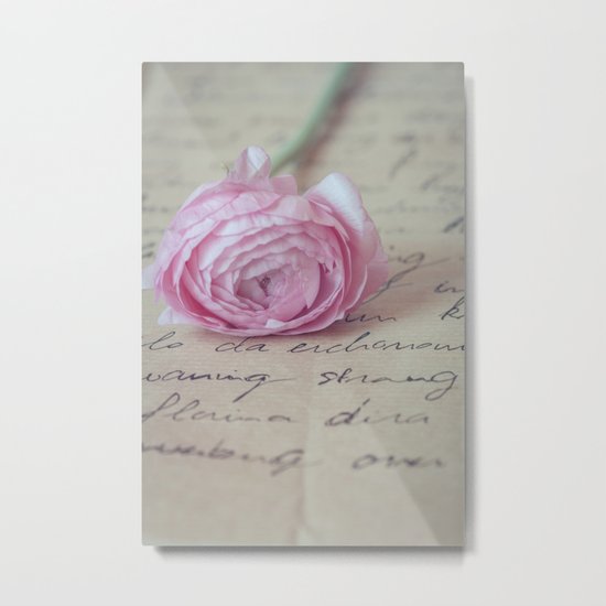 Love Letter With Ranunculus Metal Print