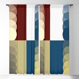 Grid retro color shapes patchwork 2 Blackout Curtain