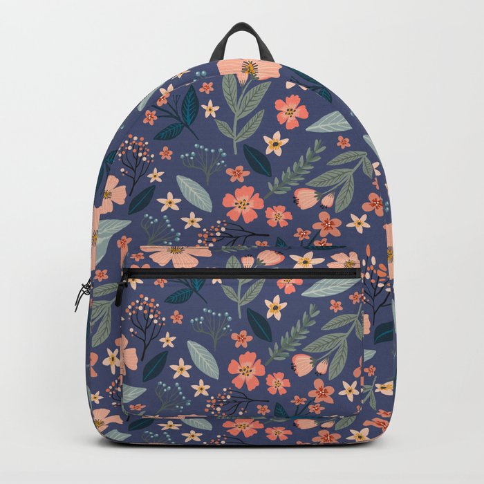 Navy floral backpack new arrivals