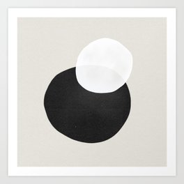Black and white modern minimalist eclipse with abstract circles Art Print