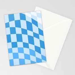 Wavy checker shades of blue Stationery Card