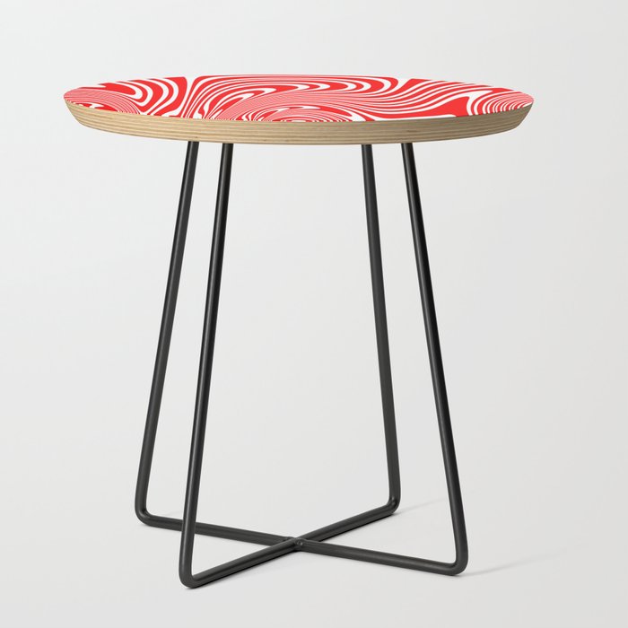 Groovy Psychedelic Swirly Trippy Funky Candy Cane Abstract Digital Art Side Table