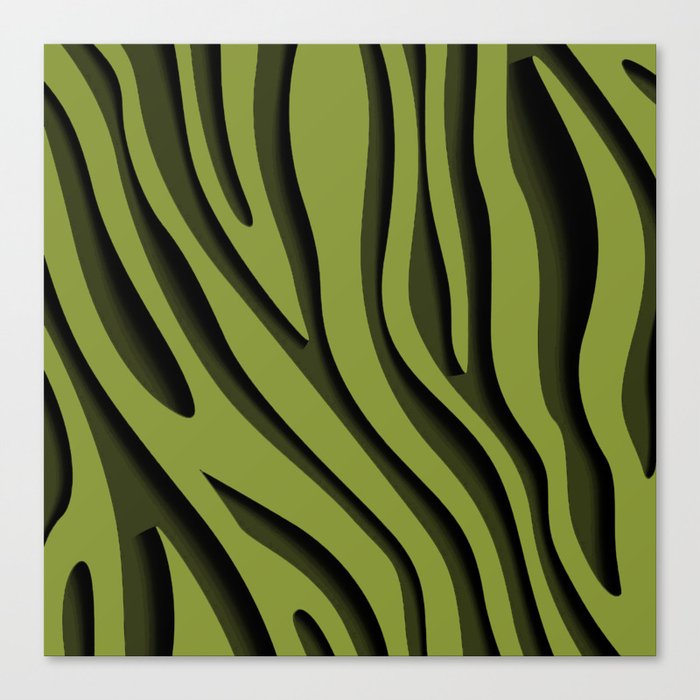 Green Zebra 3D Modern Art Collection Canvas Print