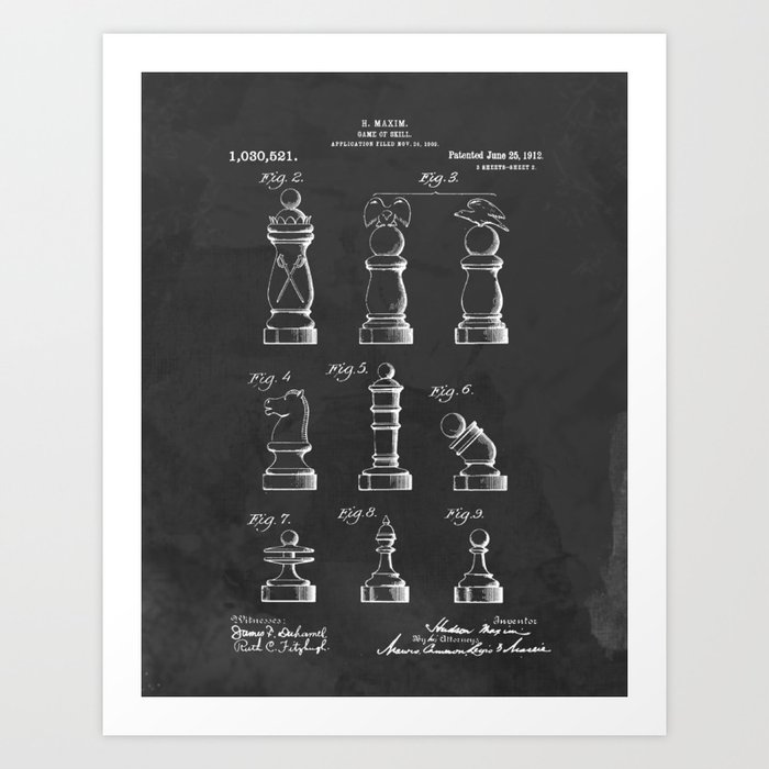 Chess Pieces Vintage Patent Art Print