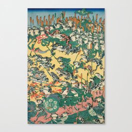 Fashionable Battle of Frogs by Kawanabe Kyosai, 1864 Canvas Print