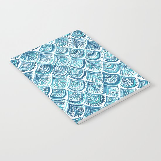 NAVY LIKE A MERMAID Fish Scales Watercolor Notebook