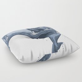 Hump Back Whale breaching in Stormy Seas with tiny boat - nautical themed illustration Floor Pillow