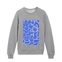 Blue Dripping Smiley Faces Kids Crewneck