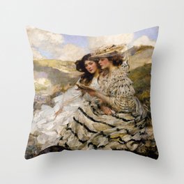 On the Dunes, Lady Shannon and Kitty by James Jebusa Shannon Throw Pillow
