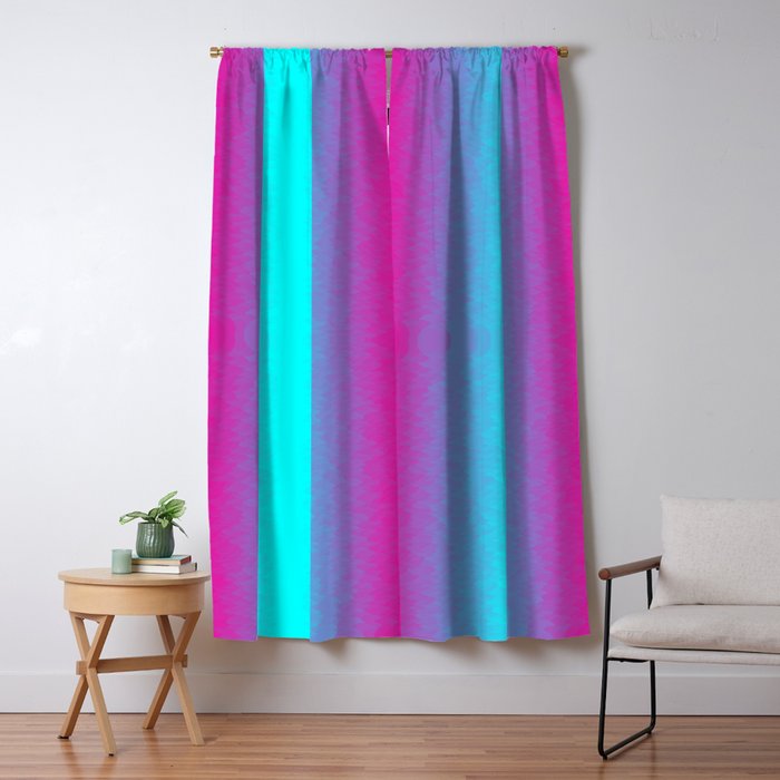 Red Pink Purple Blue And Cyan Ombre Flame Blackout Curtain By