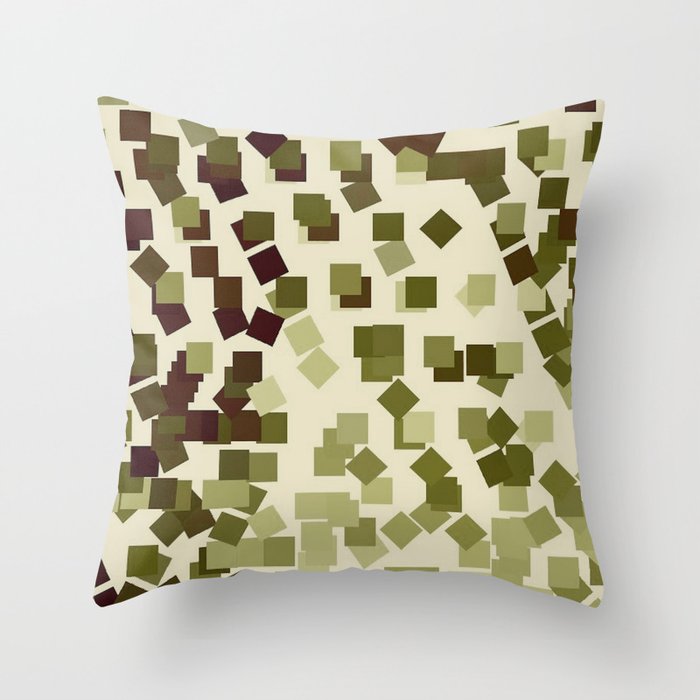 Modern Geometric Squares Forest Lime Green Throw Pillow