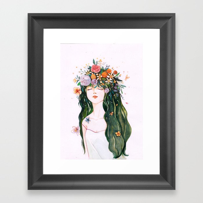 flower hair Framed Art Print