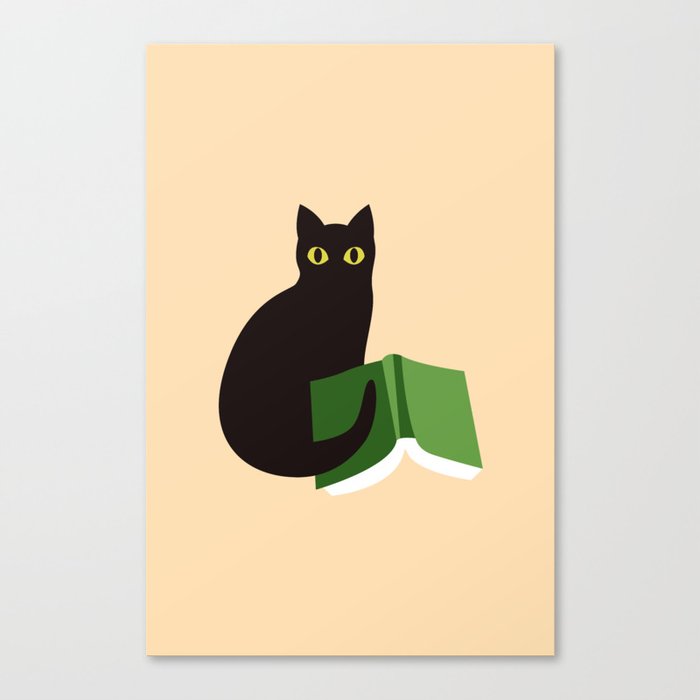 Cat Book (Green)  Canvas Print