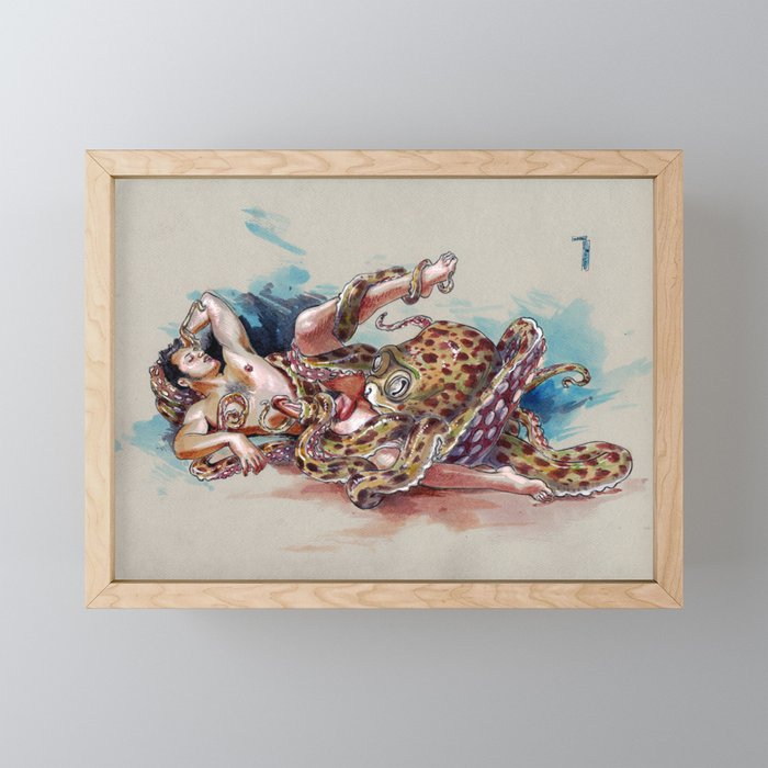 The Fisherman and The Octopus Framed Mini Art Print