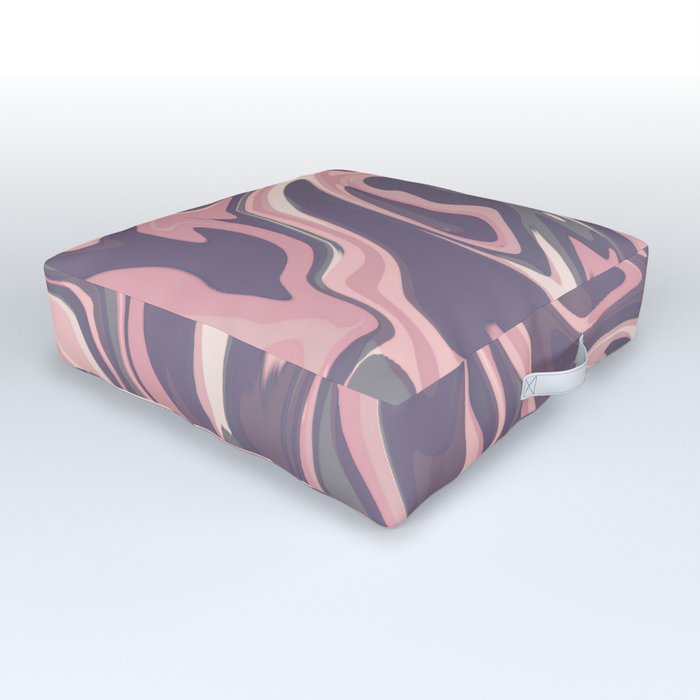 Pink Grey Liquid Marble Fluid Swirls Abstract Outdoor Floor Cushion