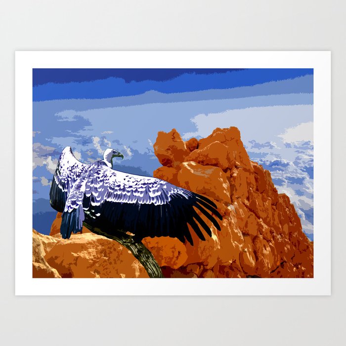 Vulture Spirit Guide Art Print | Collage, Animals, Illustration, Landscape, Nature, Digital