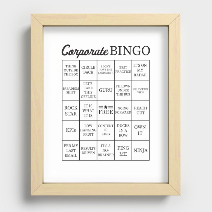 Corporate Jargon Buzzword Bingo Card Recessed Framed Print