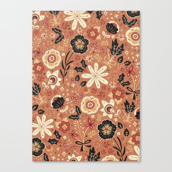 Festive Florals (Oranges) Canvas Print