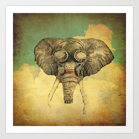 Gas mask for elephant Art Print