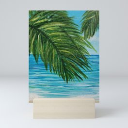 Acrylic Palm Trees and Ocean Shore Mini Art Print