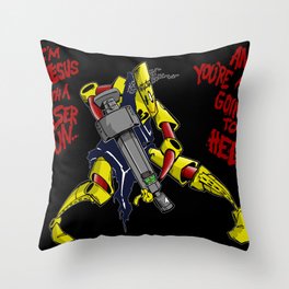 Scud The Disposable Assassin: Jesus with a Laser Gun! Throw Pillow