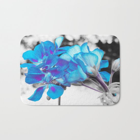 Turquoise Flowers Bath Mat